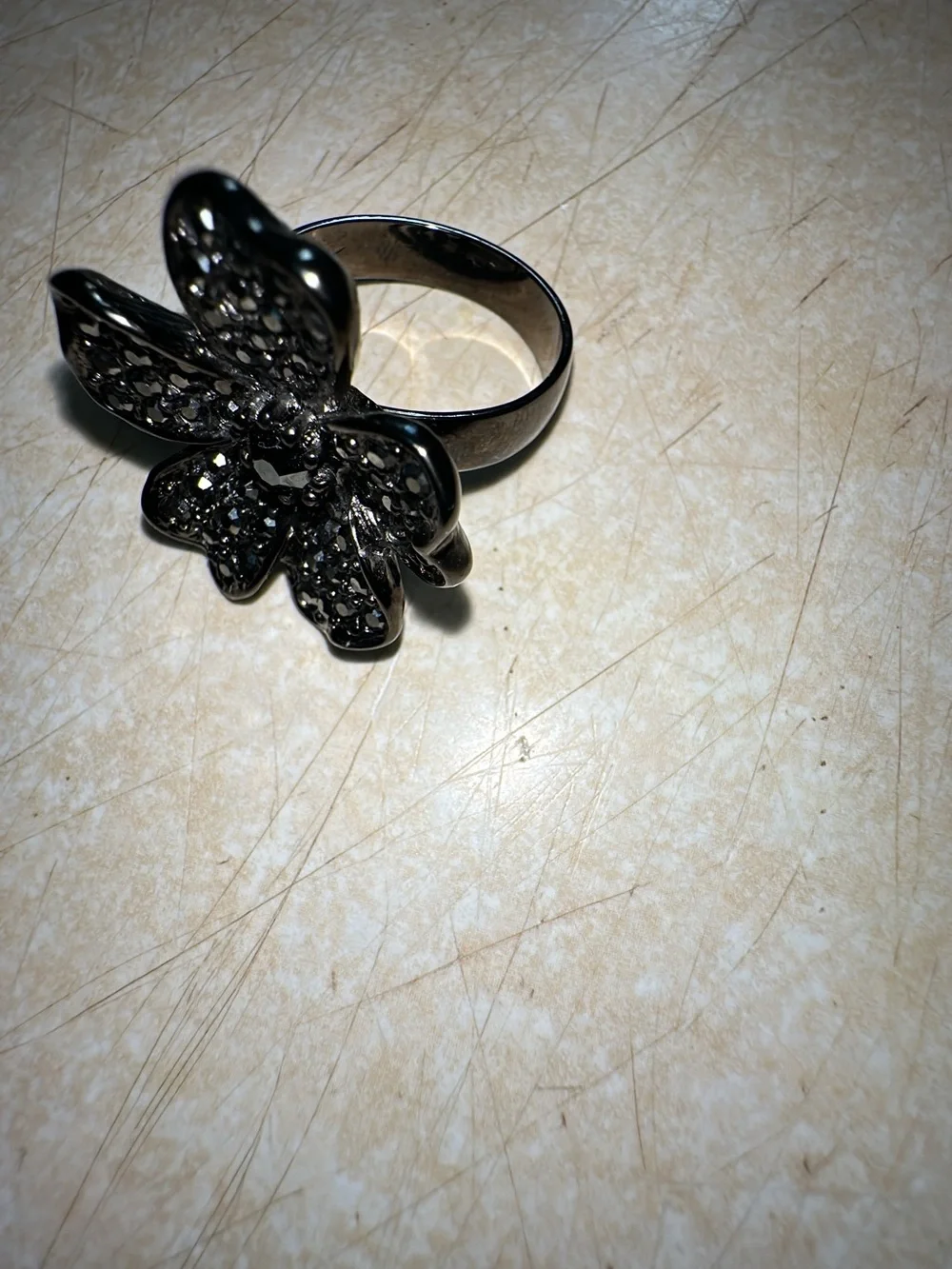 Sparkling Chocolate Flower Glittery Ring  with crystals .Women's Fashion Jewelry